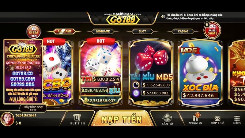 Các phương thức nạp tiền Go789
